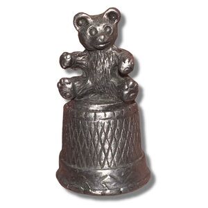 Vintage Pewter Teddy Bear Thimble